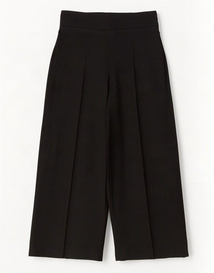 Zara Womens Wide Leg Cropped Trousers Medium W28 L25 Black Polyester