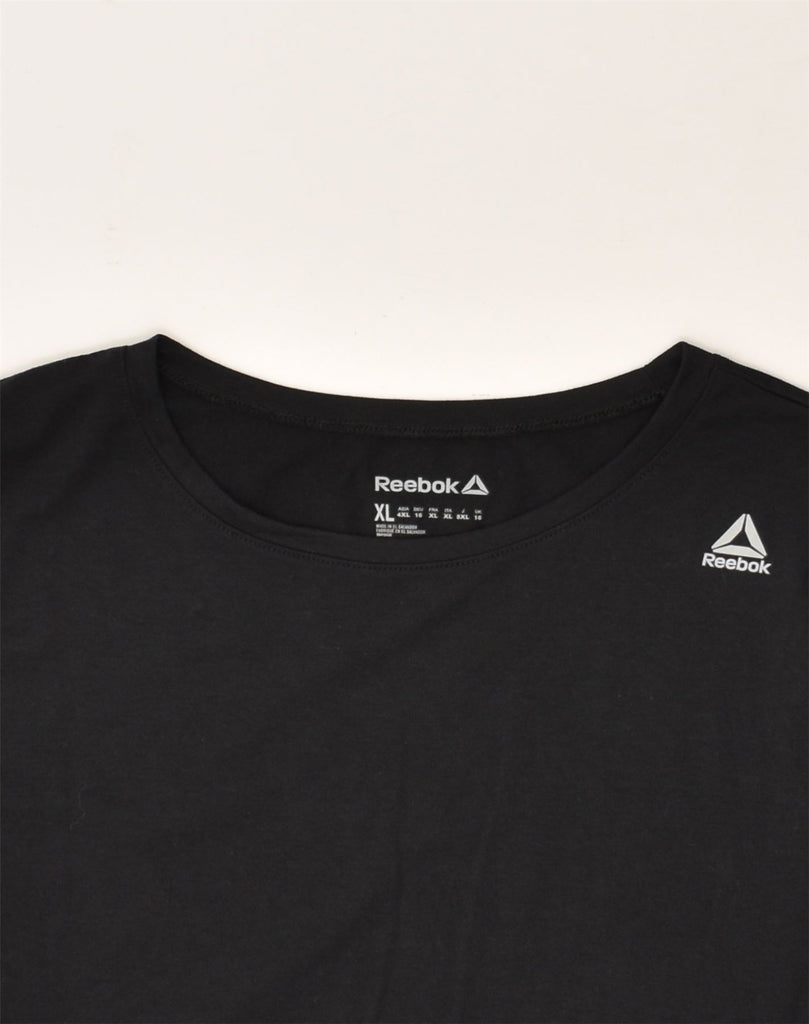 REEBOK Womens T-Shirt Top UK 16 Large Black Cotton | Vintage Reebok | Thrift | Second-Hand Reebok | Used Clothing | Messina Hembry 