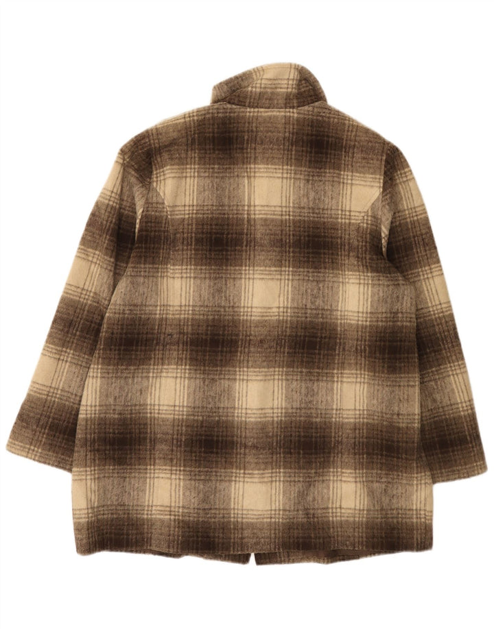 Marks & Spencer Womens Overcoat UK 18 XL Brown Check Acrylic