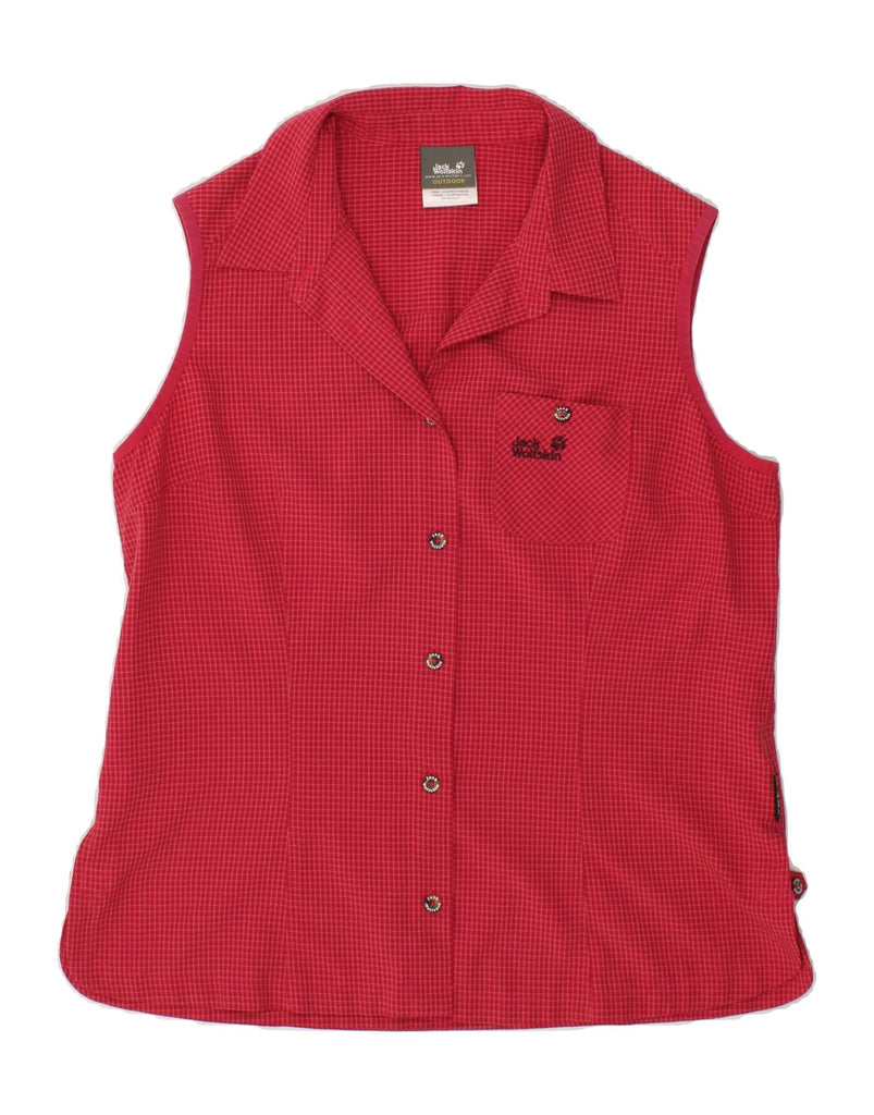 JACK WOLFSKIN Womens Sleeveless Shirt Blouse UK 16 Large Red Check Vintage Jack Wolfskin and Second-Hand Jack Wolfskin from Messina Hembry 