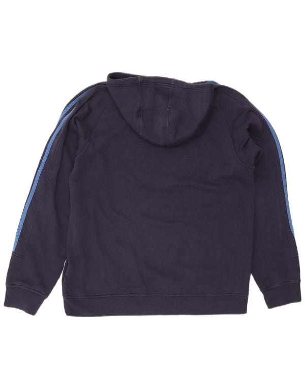 Adidas Mens Graphic Hoodie Jumper Large Navy Blue Cotton