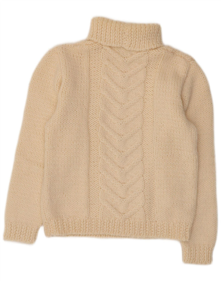 Vintage Womens Roll Neck Jumper Sweater UK 14 Medium Off White