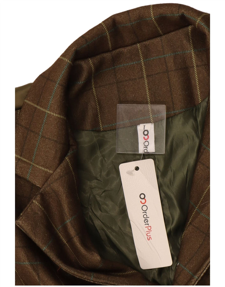 Vintage Mens Waistcoat Large Khaki Check