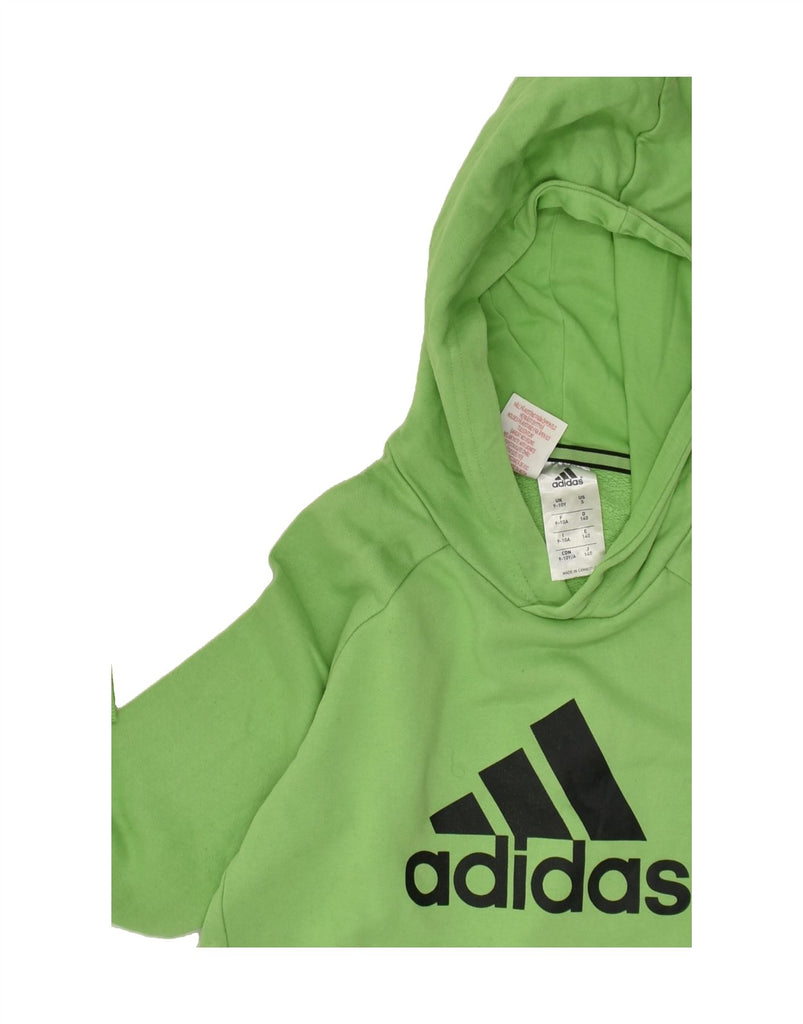 ADIDAS Boys Graphic Hoodie Jumper 9-10 Years Small  Green Cotton | Vintage Adidas | Thrift | Second-Hand Adidas | Used Clothing | Messina Hembry 