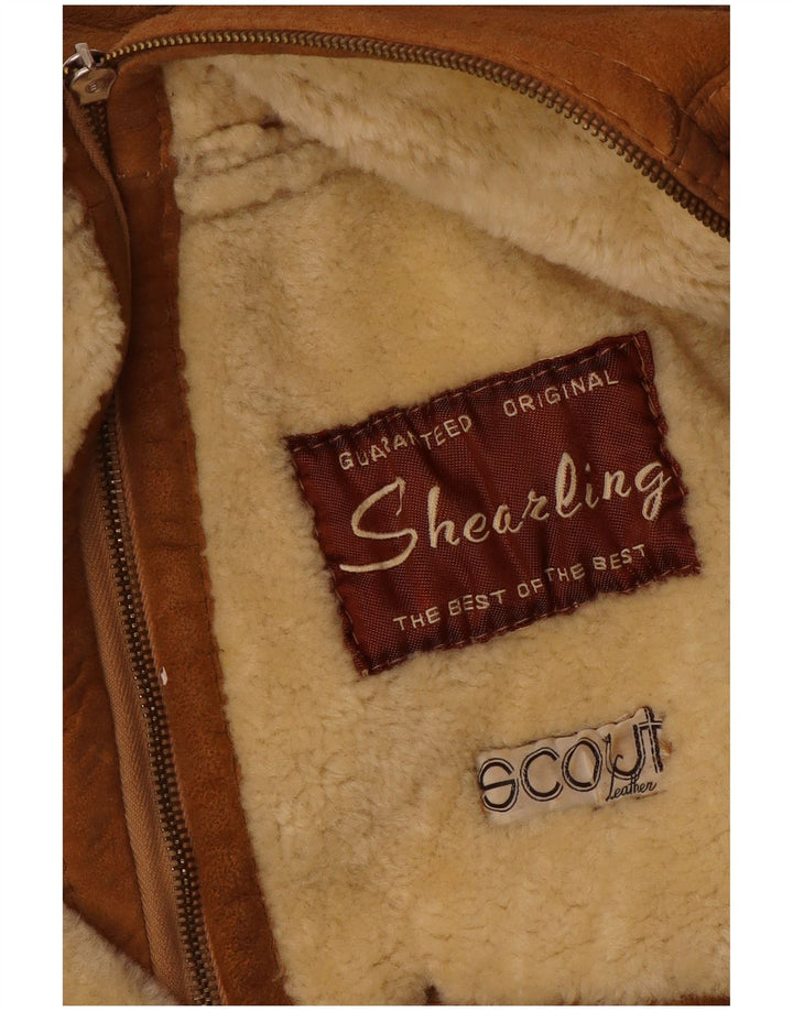 Vintage Mens Shearling Jacket UK 36 Small Beige Shearling