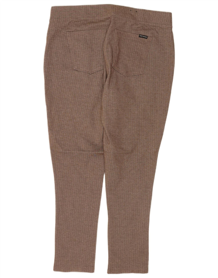 DKNY Womens Slim Casual Trousers XL W36 L28 Brown Herringbone Polyester