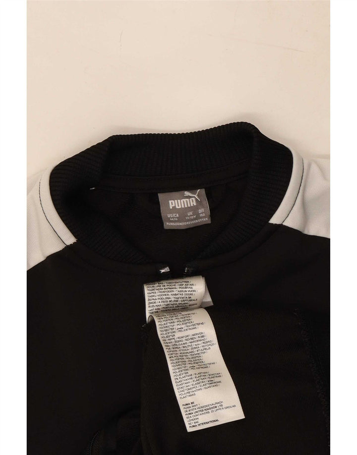 Puma Boys Tracksuit Top Jacket 11-12 Years Black Colourblock Polyester