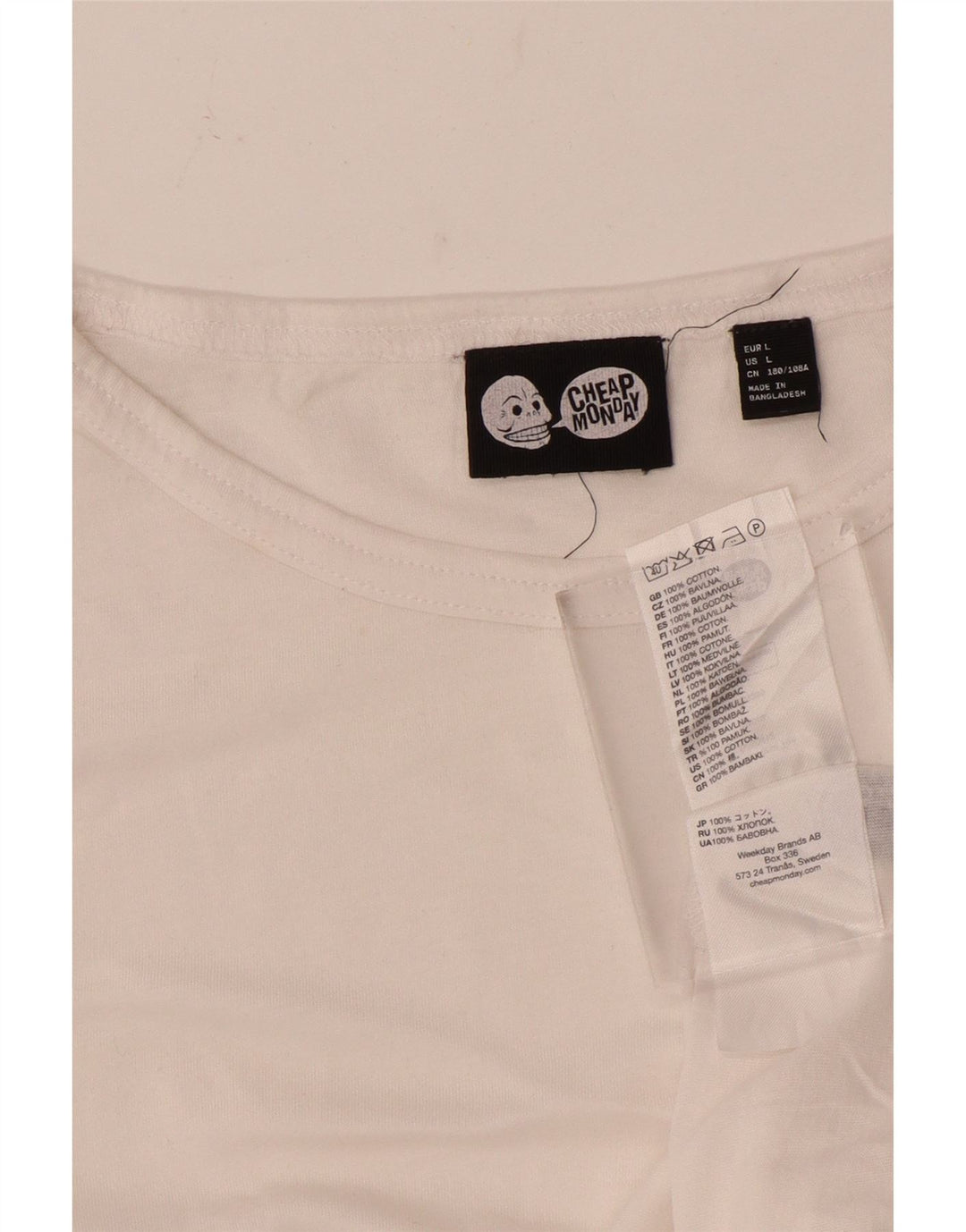 Cheap Monday Womens T-Shirt Top UK 16 Large White Cotton