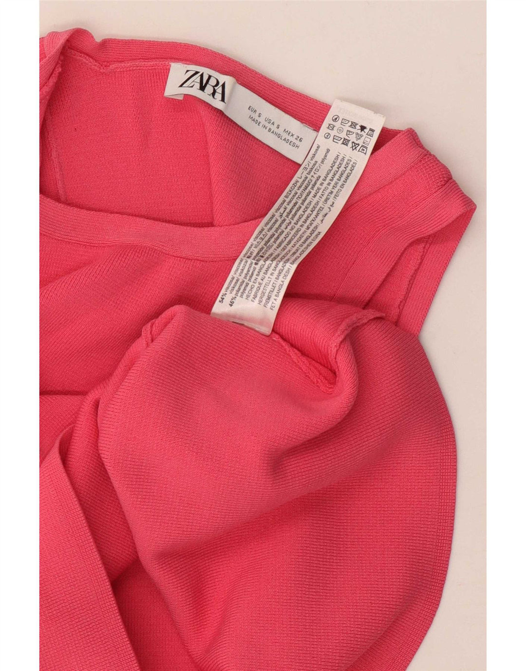 Zara Womens Crop Vest Top UK 8 Small Pink Viscose