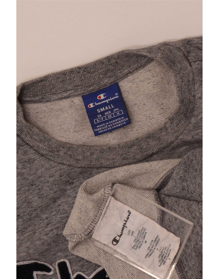 Champion Mens Graphic Sweatshirt Jumper Small Grey Flecked Cotton