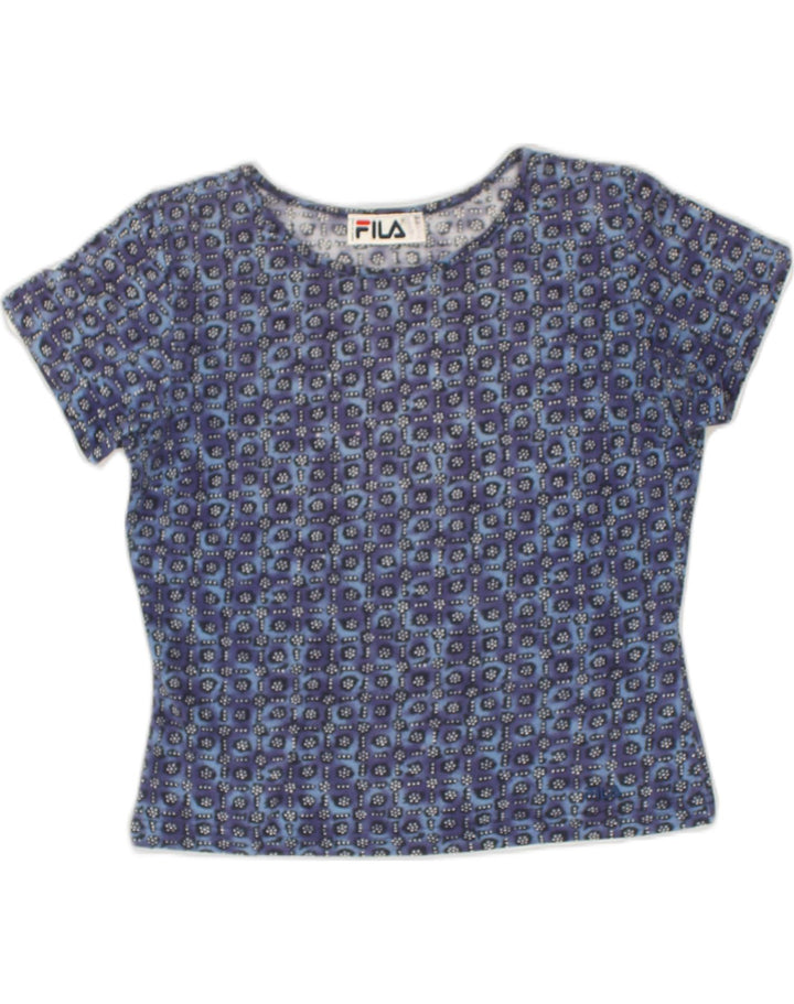 FILA Womens Crop Top IT 44 Medium Blue Floral | Vintage Fila | Thrift | Second-Hand Fila | Used Clothing | Messina Hembry 