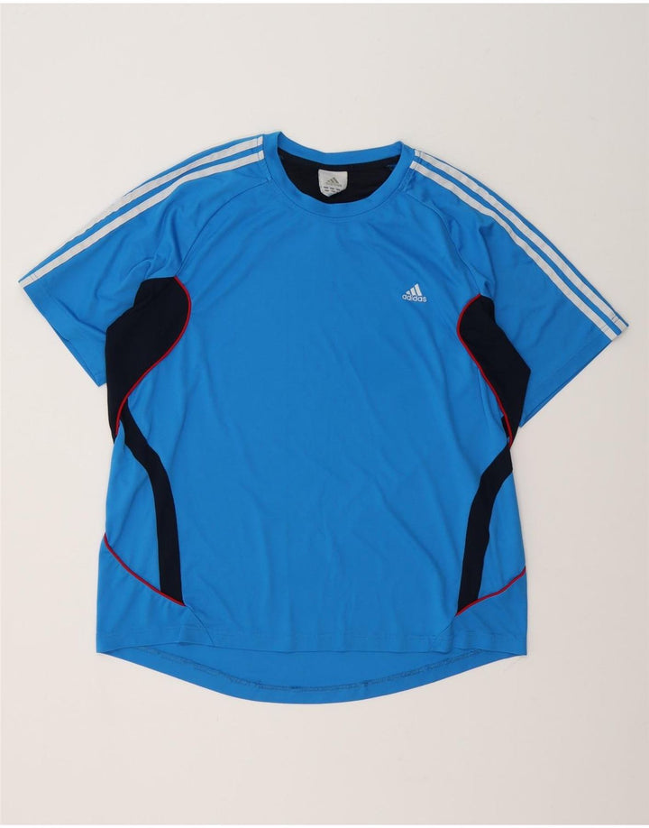 Adidas Mens Climalite T-Shirt Top XL Blue Colourblock Polyester