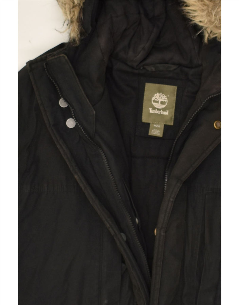 TIMBERLAND Mens Hooded Parka Jacket UK 38 Medium Black Cotton | Vintage Timberland | Thrift | Second-Hand Timberland | Used Clothing | Messina Hembry 