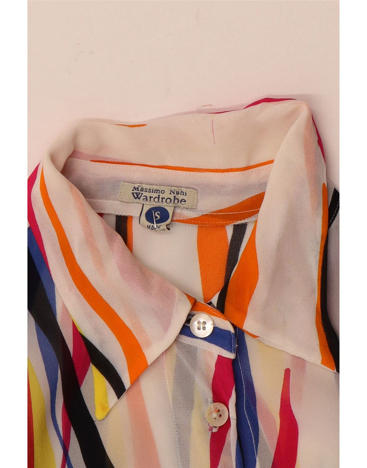 Vintage Womens See Through Shirt Blouse UK 10 Small Multicoloured Striped
