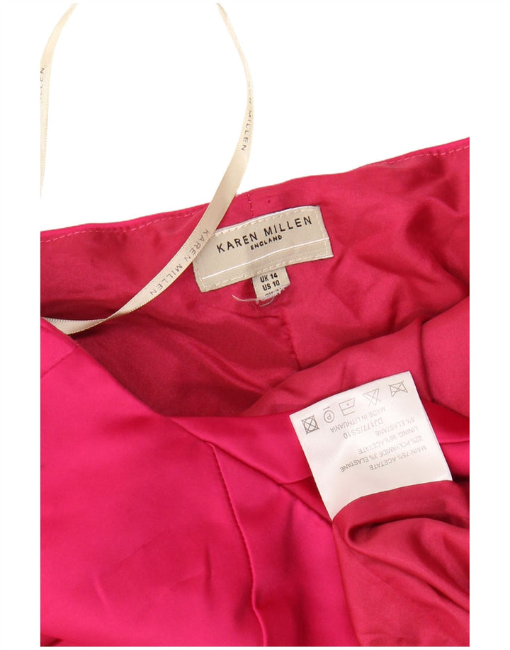 KAREN MILLEN Womens Halter Bodycon Dress UK 14 Large Pink Acetate