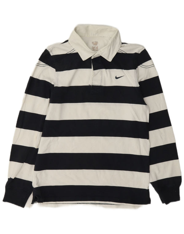 Nike Mens Long Sleeve Rugby Polo Shirt UK 34/36 Small Black Striped