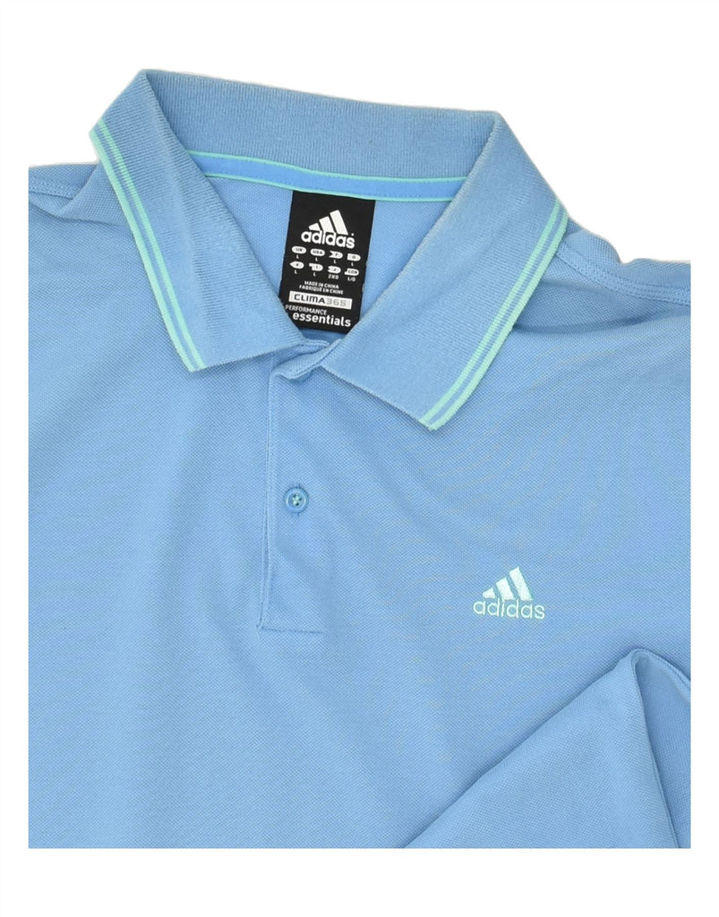 ADIDAS Mens Clima 365 Polo Shirt Large Blue Cotton | Vintage Adidas | Thrift | Second-Hand Adidas | Used Clothing | Messina Hembry 