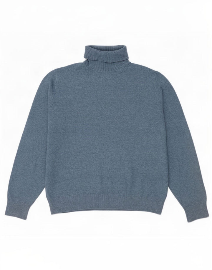 Marks & Spencer Womens Roll Neck Jumper Sweater UK 14 Medium Blue Polyester