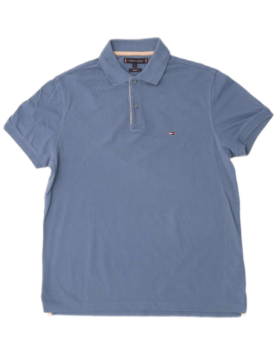 TOMMY HILFIGER Mens Regular Fit Polo Shirt Small Blue Cotton