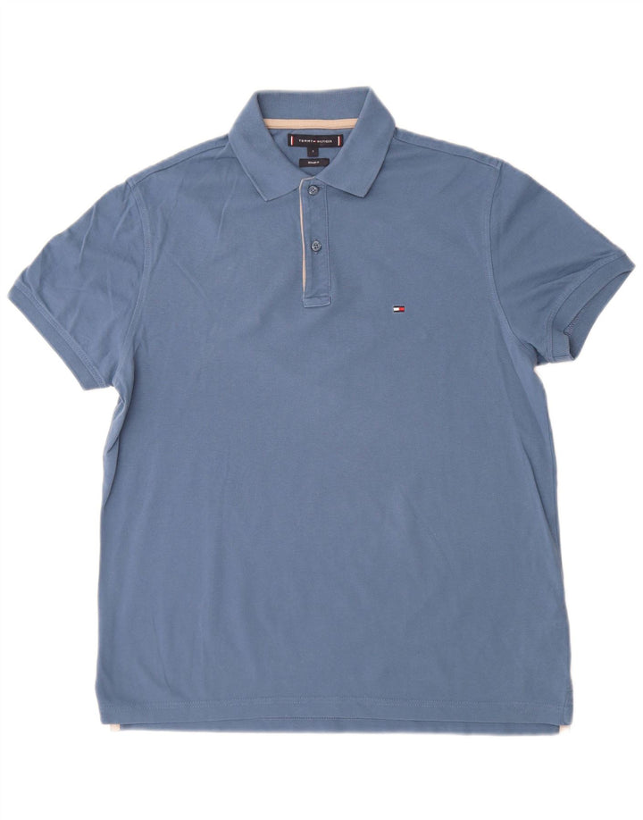 TOMMY HILFIGER Mens Regular Fit Polo Shirt Small Blue Cotton