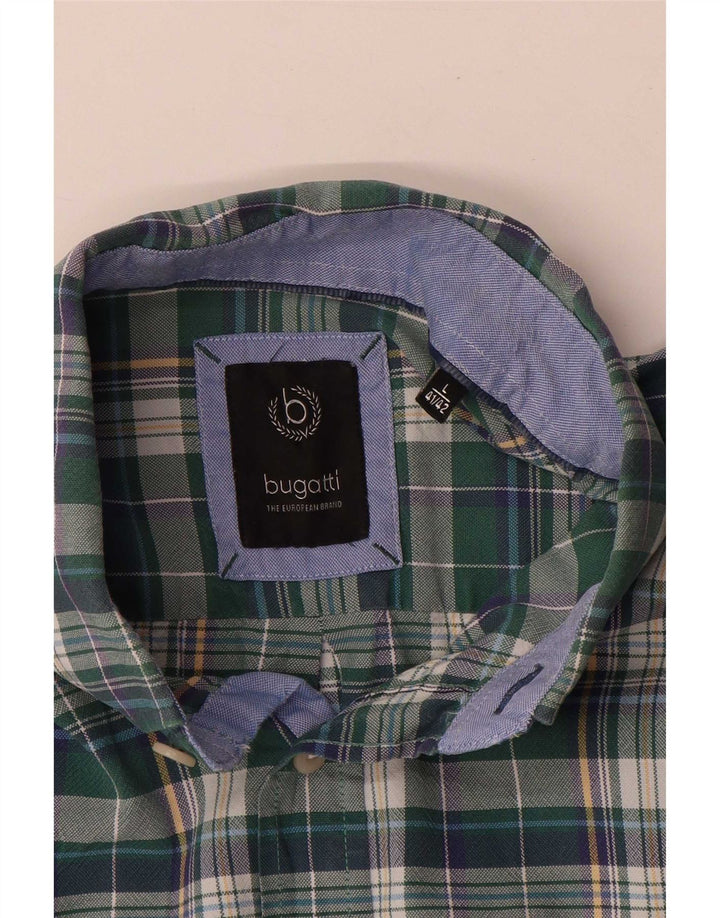 Bugatti Mens Shirt Size 41/42 Large Green Check