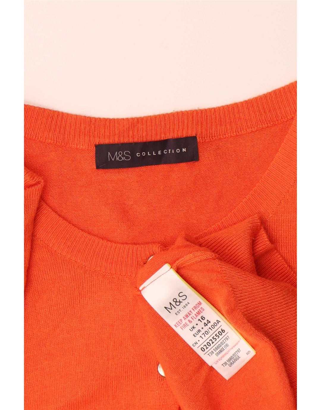 Marks & Spencer Womens Cardigan Sweater UK 16 Large Orange Viscose