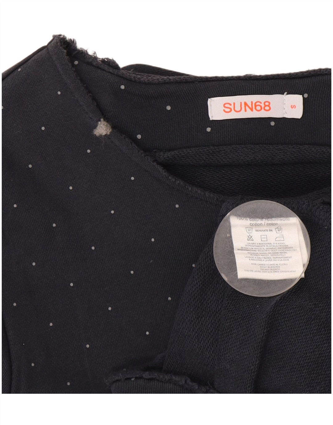 Sun68 Womens Crop Utility Jacket UK 10 Small Navy Blue Spotted Cotton