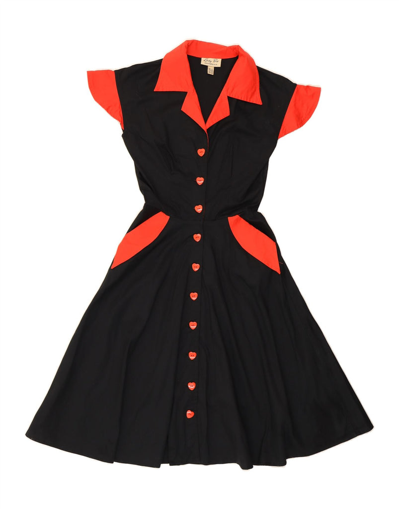 LINDY BOP Womens A-Line Dress UK 8 Small Black Colourblock Cotton Vintage Lindy bop and Second-Hand Lindy bop from Messina Hembry 