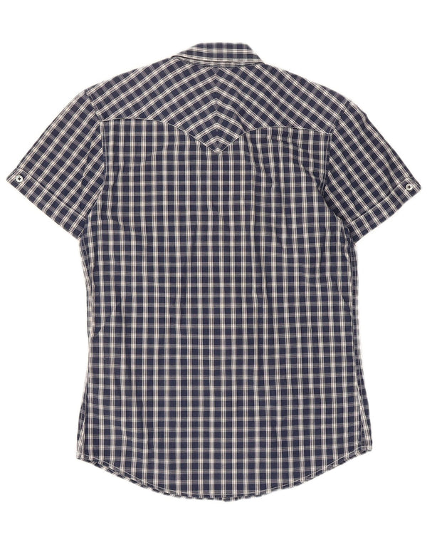 Levi's Mens Short Sleeve Slim Fit Shirt Small Navy Blue Check Cotton