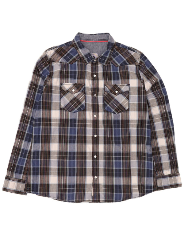 FAT FACE Mens Shirt 2XL Blue Check Cotton