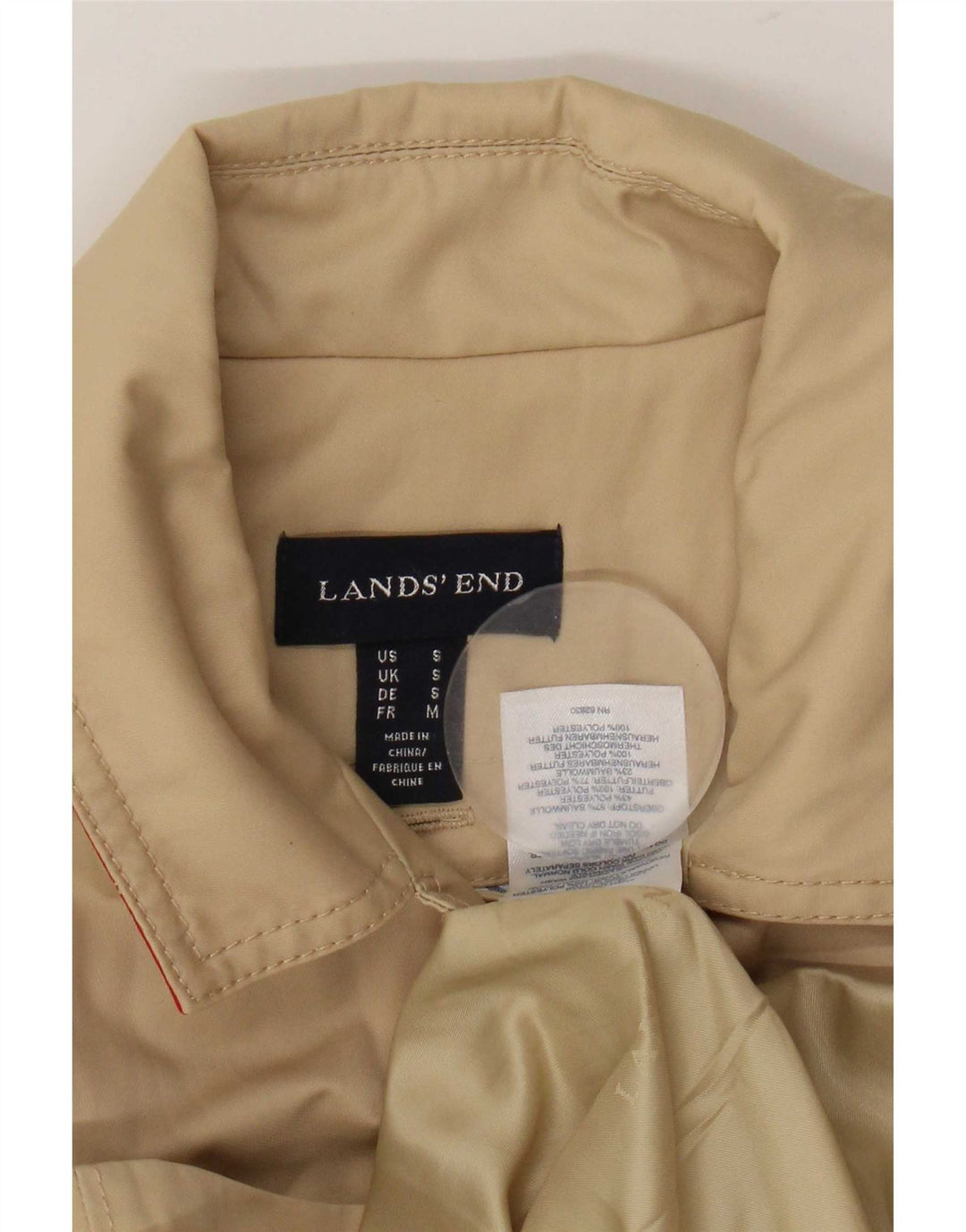 Lands End Womens Trench Coat UK 10 Small Beige Cotton
