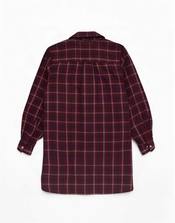 Fat Face Womens Shirt Dress UK 12 Medium Burgundy Check Cotton