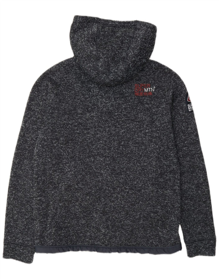 Superdry Mens Hooded Tracksuit Top Jacket Large Navy Blue Flecked Polyester