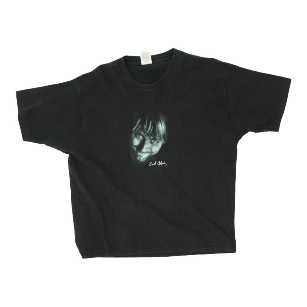 Kurt Cobain The End Of Music Mens Black Tshirt | Vintage Y2K Nirvana Grunge Rock | Vintage Messina Hembry | Thrift | Second-Hand Messina Hembry | Used Clothing | Messina Hembry 