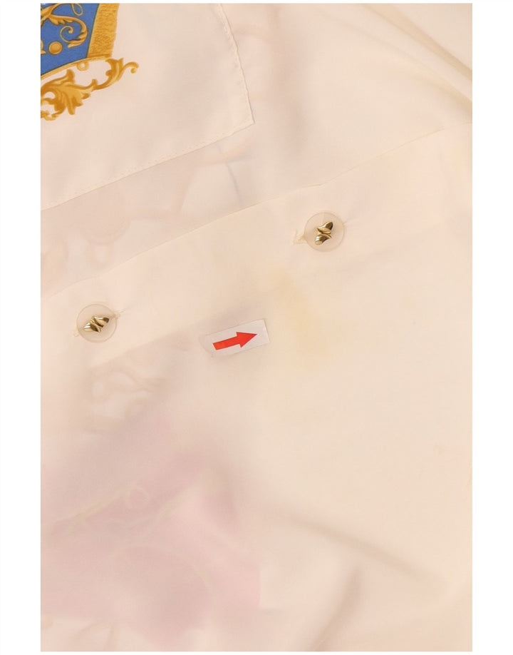 Vintage Womens Short Sleeve Shirt Blouse UK 14 Medium White Colourblock