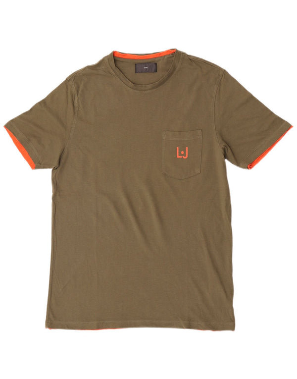 Liu Jo Mens T-Shirt Top Large Khaki Cotton