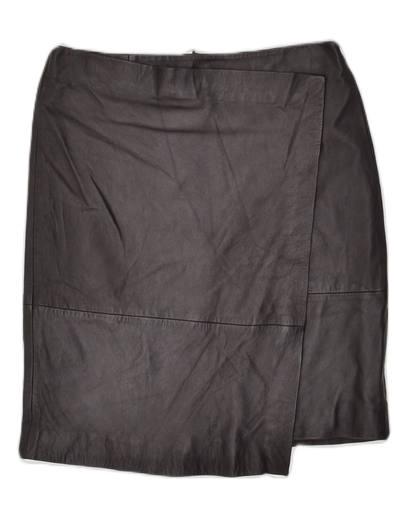 MANGO Womens Leather Skirt EU 38 Medium W30 Black Leather | Vintage Mango | Thrift | Second-Hand Mango | Used Clothing | Messina Hembry 