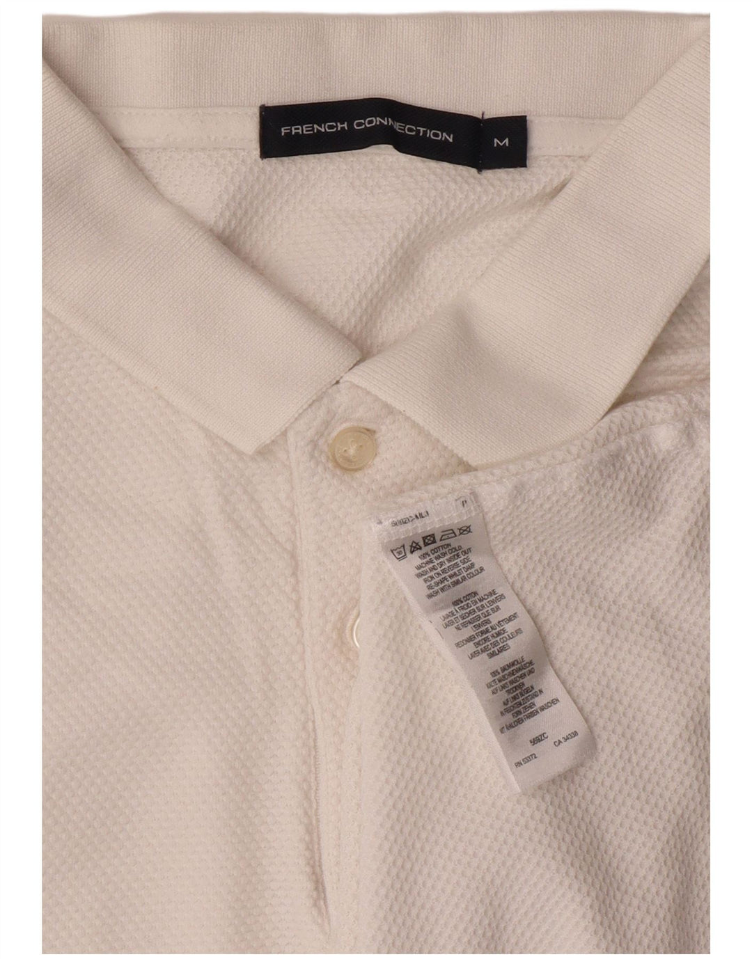 FRENCH CONNECTION Mens Polo Shirt Medium White Cotton