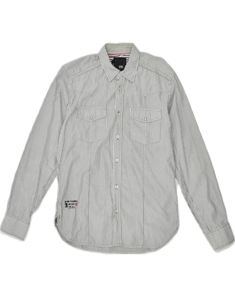 JACK & JONES Mens Graphic Shirt Medium Grey Pinstripe | Vintage Jack & Jones | Thrift | Second-Hand Jack & Jones | Used Clothing | Messina Hembry 