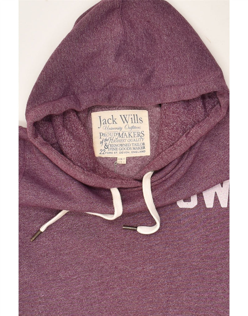 JACK WILLS Womens Graphic Hoodie Jumper UK 10 Small Purple Cotton | Vintage Jack Wills | Thrift | Second-Hand Jack Wills | Used Clothing | Messina Hembry 