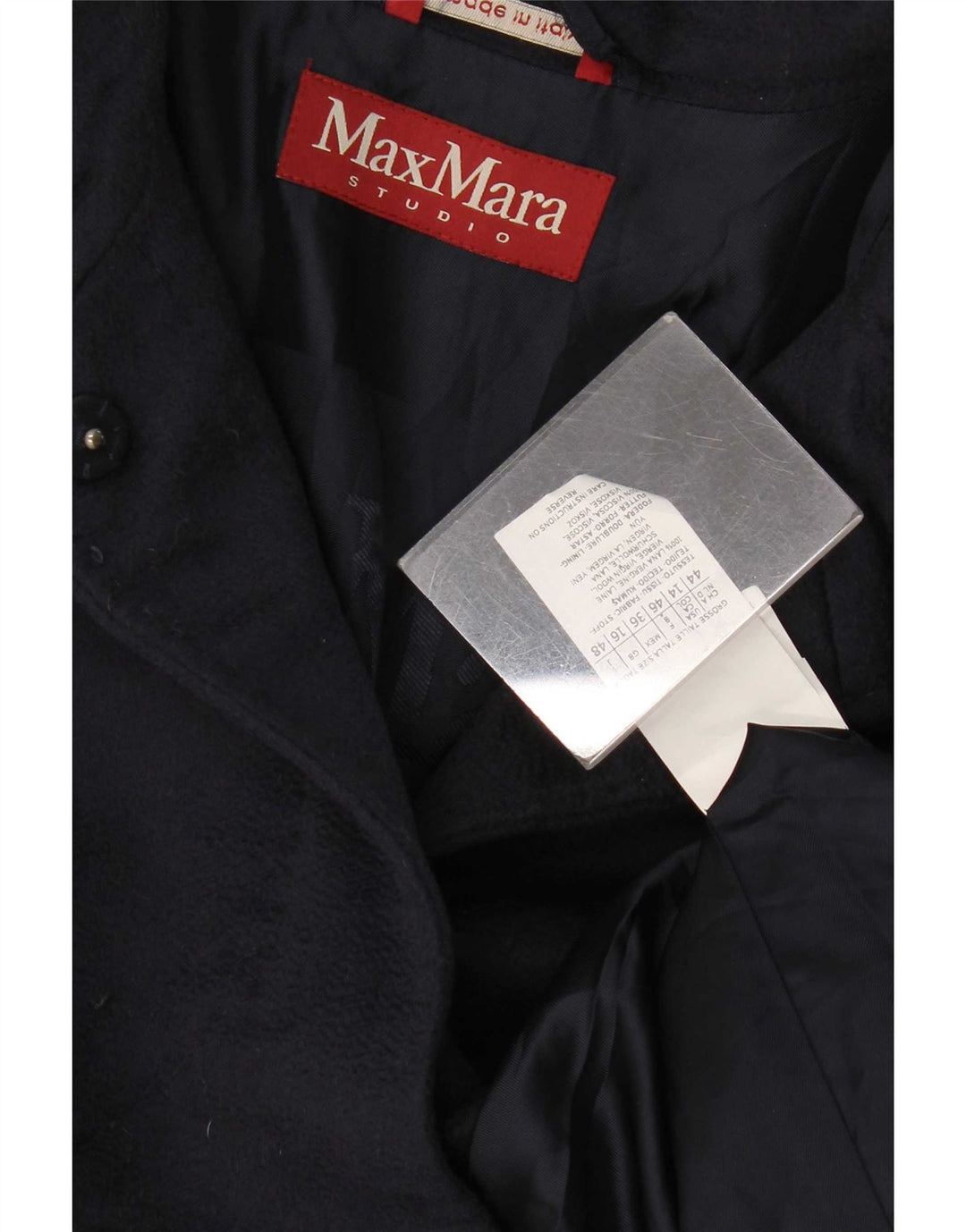Max Mara Womens Overcoat UK 16 Large  Navy Blue Virgin Wool
