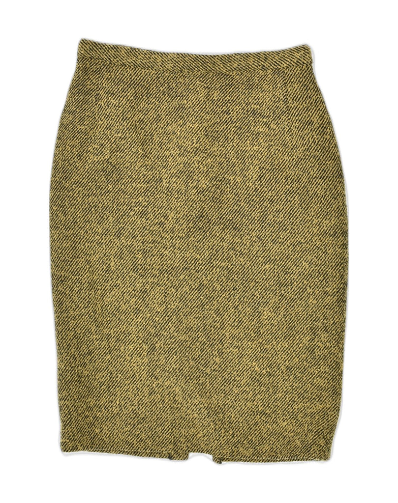 VINTAGE Womens Pencil Skirt IT 40 Small W26 Yellow Herringbone Wool | Vintage Vintage | Thrift | Second-Hand Vintage | Used Clothing | Messina Hembry 