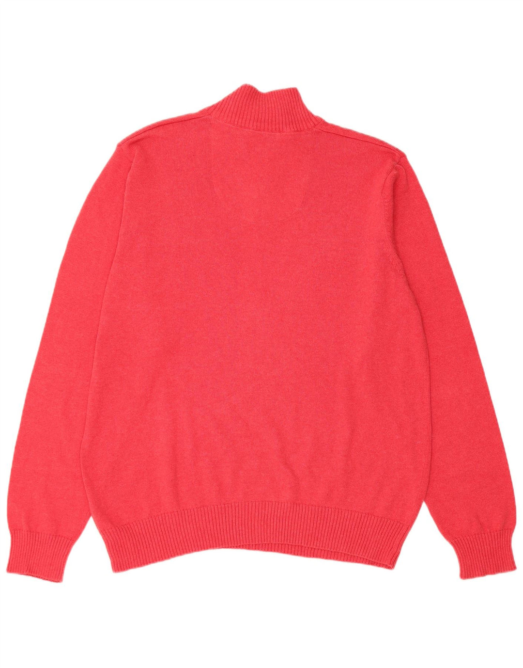 Marks & Spencer Mens Regular Fit Zip Neck Jumper Sweater Large Red Cotton