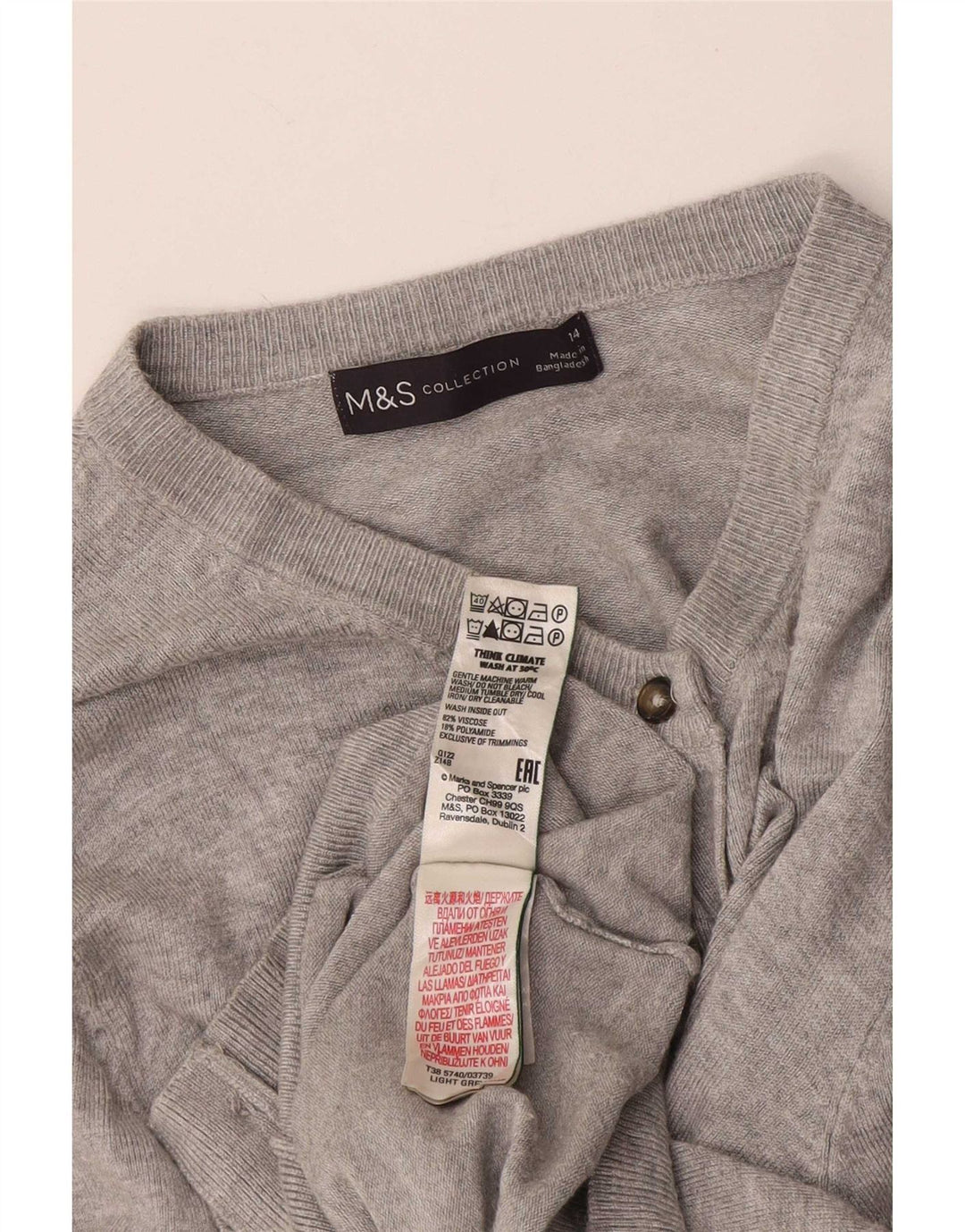 Marks & Spencer Womens Crop Cardigan Sweater UK 14 Medium Grey Flecked