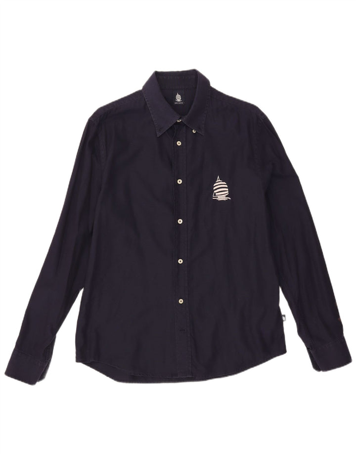 MARINA YACHTING Mens Shirt Size 42 Large Navy Blue Cotton