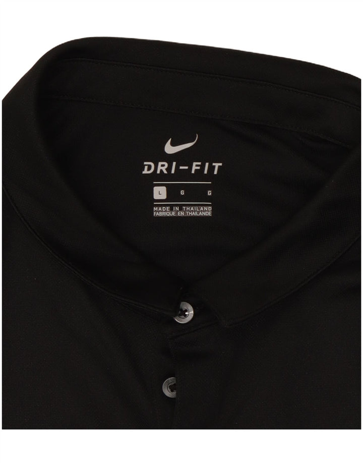 NIKE Mens Dri Fit Polo Shirt Large Black Colourblock