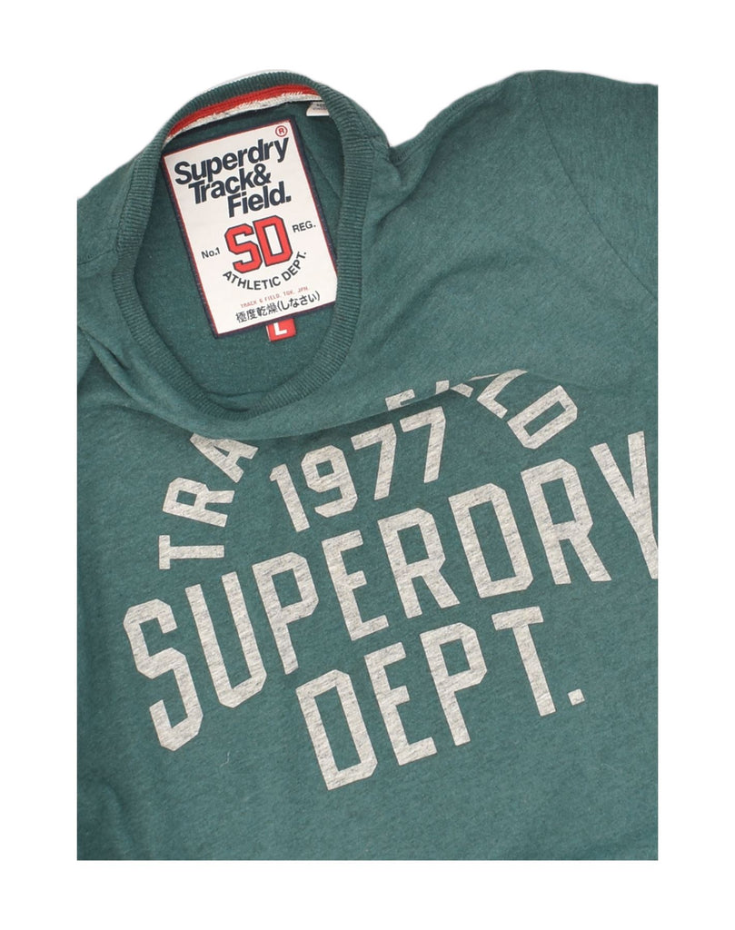 SUPERDRY Mens Track & Field Graphic T-Shirt Top Large Green Cotton | Vintage Superdry | Thrift | Second-Hand Superdry | Used Clothing | Messina Hembry 