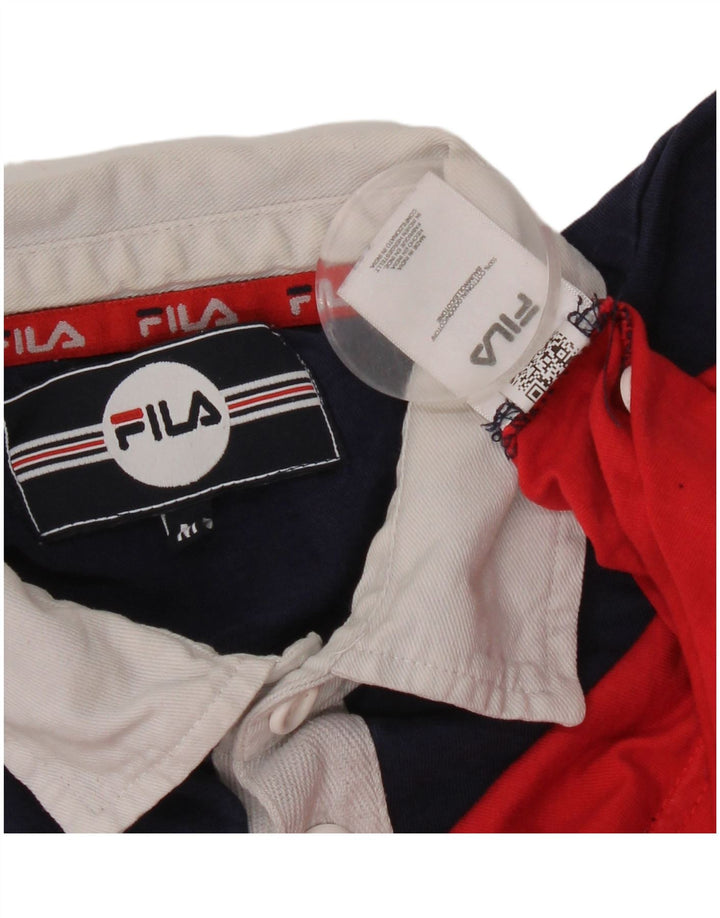FILA Mens Long Sleeve Rugby Polo Shirt Medium Multicoloured Colourblock