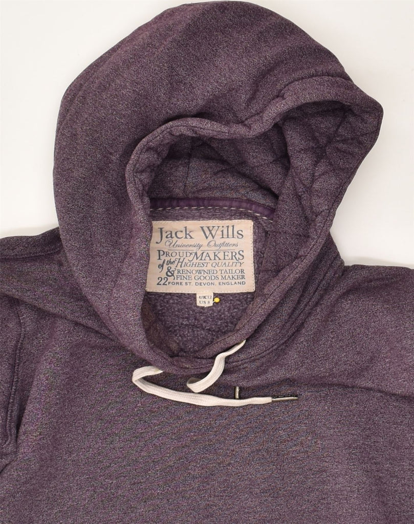 JACK WILLS Womens Graphic Hoodie Jumper UK 12 Medium  Grey Cotton | Vintage Jack Wills | Thrift | Second-Hand Jack Wills | Used Clothing | Messina Hembry 