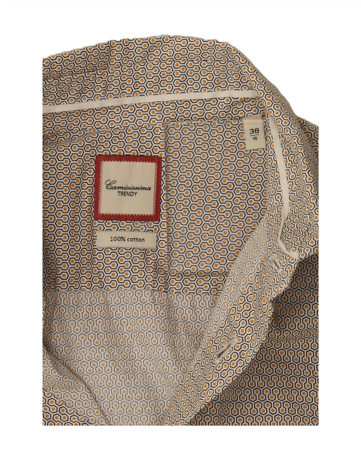 CAMICISSIMA Mens Abstract Pattern Shirt Size 15 38 Medium Grey Cotton Vintage Camicissima and Second-Hand Camicissima from Messina Hembry 
